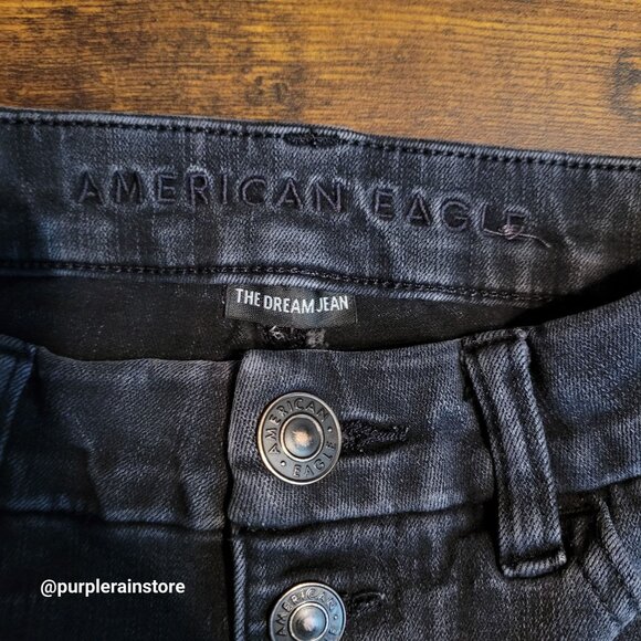 American Eagle Jeans 0 R Dream Jegging Curvy Hi Rise Crop Button Fly Black Wash - Picture 4 of 12
